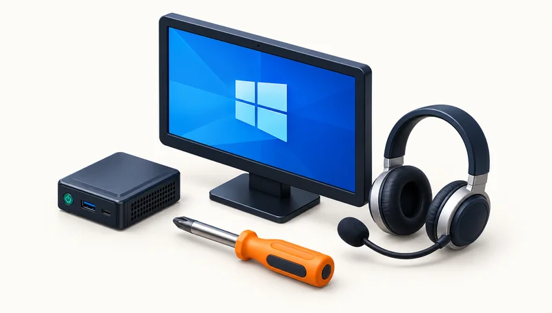 Computer, headset and IT support tools