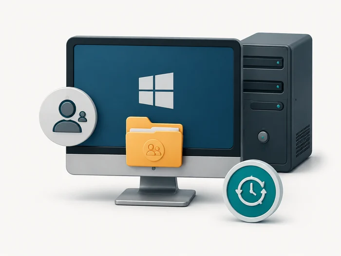 Windows server and workstation with a shared folder and version recovery